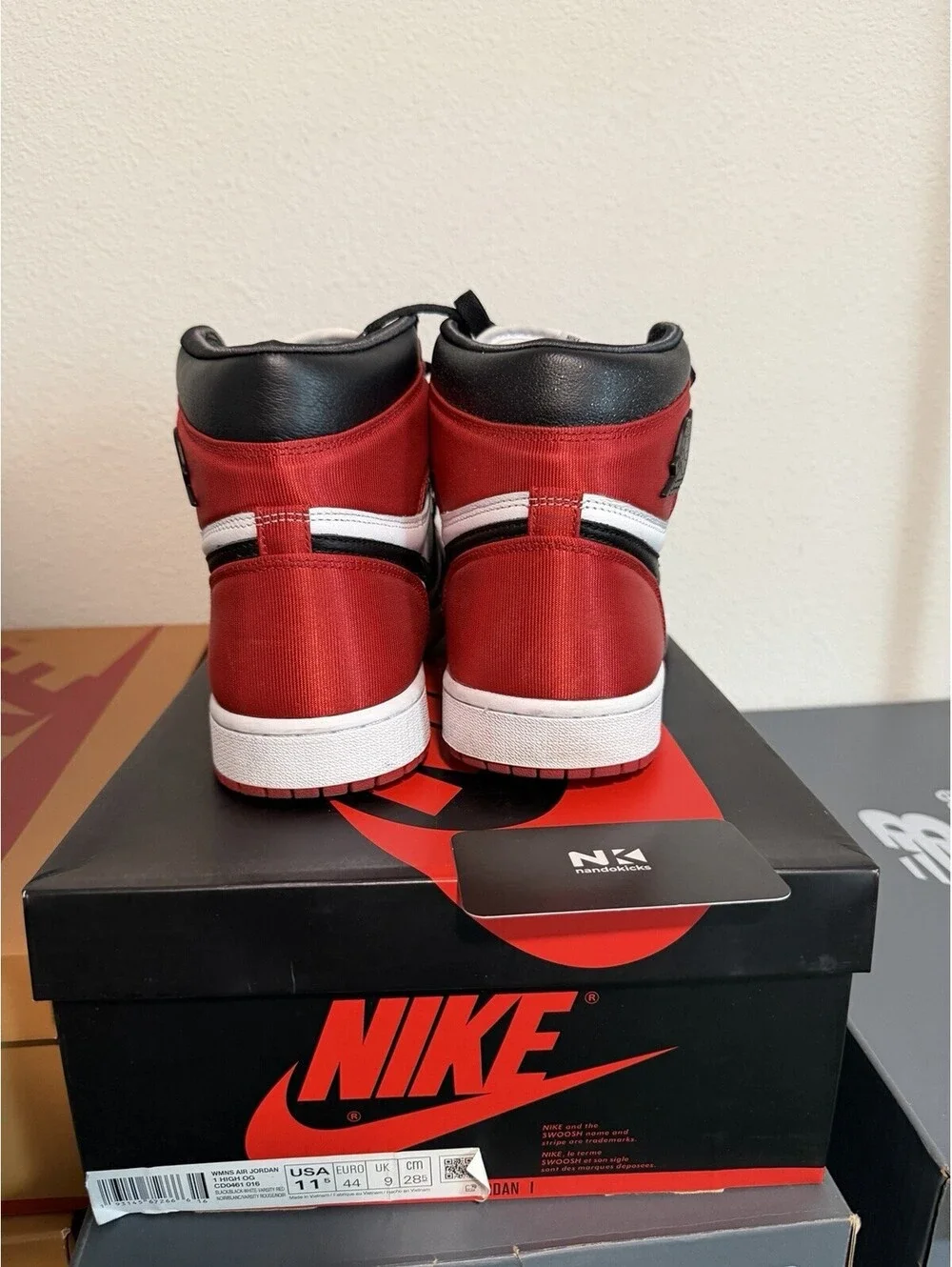 Air Jordan 1 High OG Size 11.5W/10M Black/Black-White-Varsity Red CD0461-016